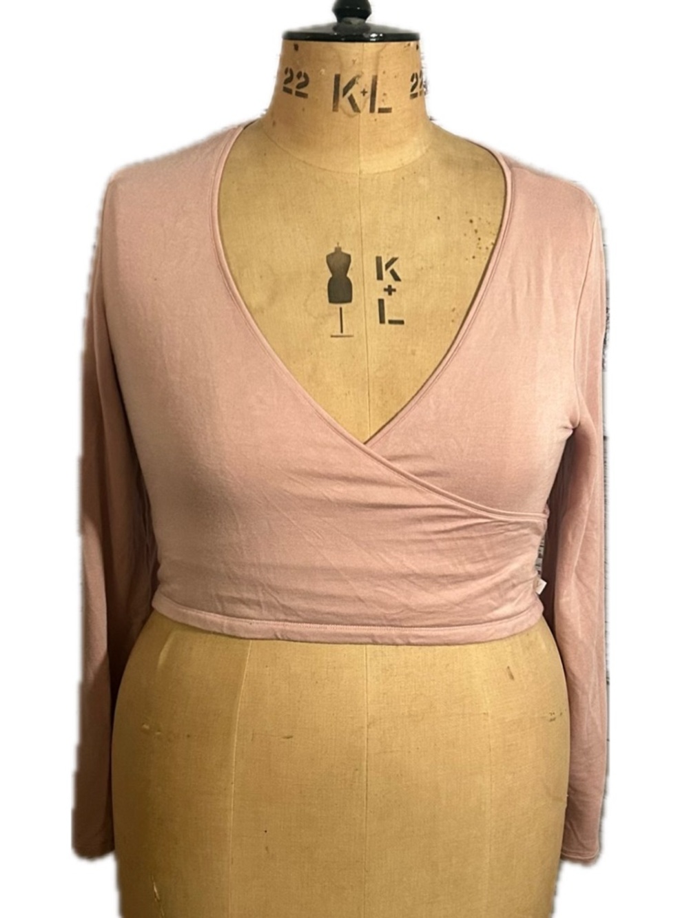 Victorias Secret Cropped Wrap Top Baby Blush Pink Soft Stretch Modal Knit Ballet